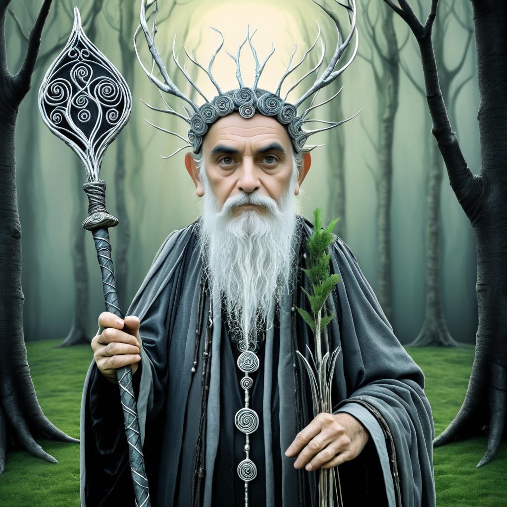 Whimsical Druidic Elder in Burtonesque Style