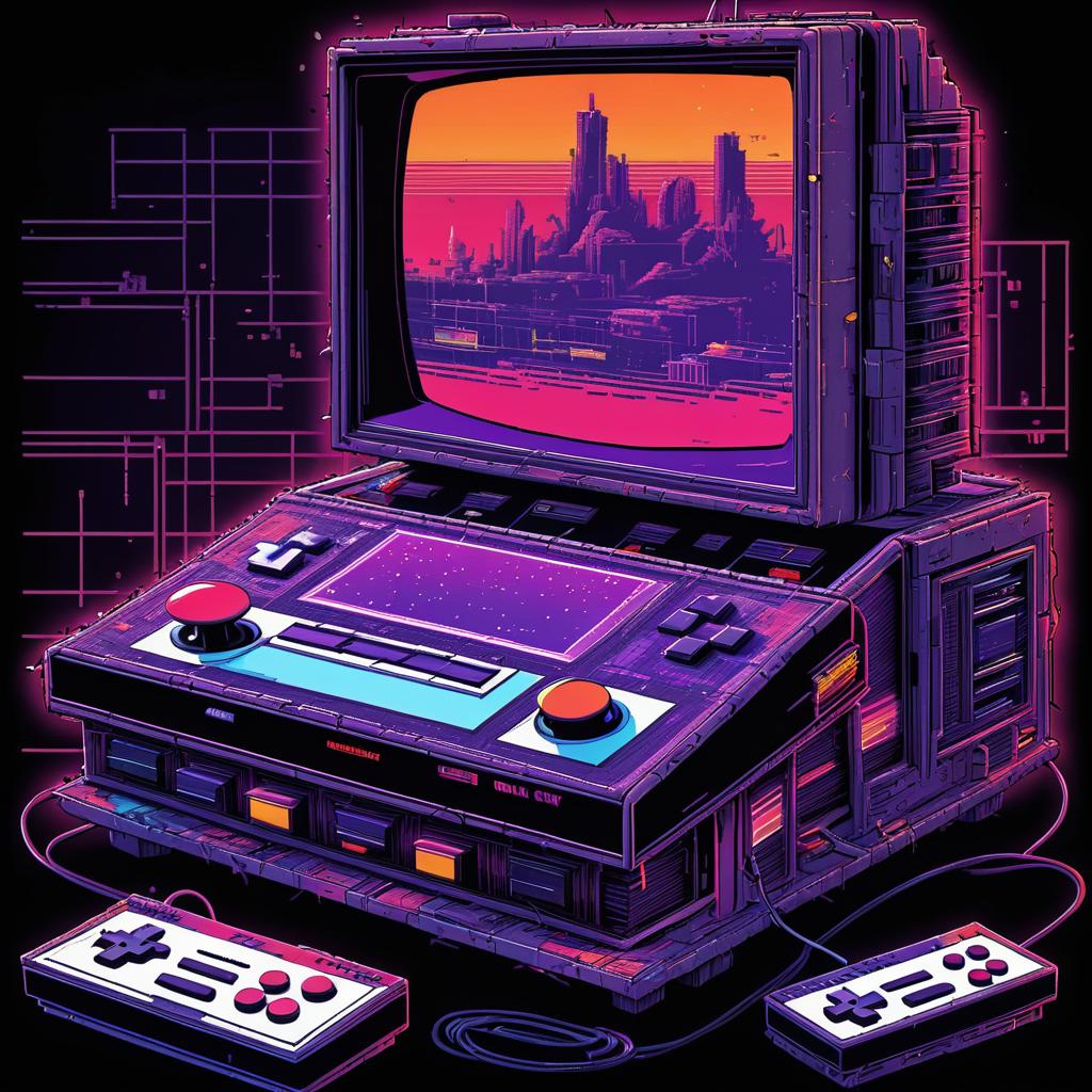 Retro Game Console in Comic Style