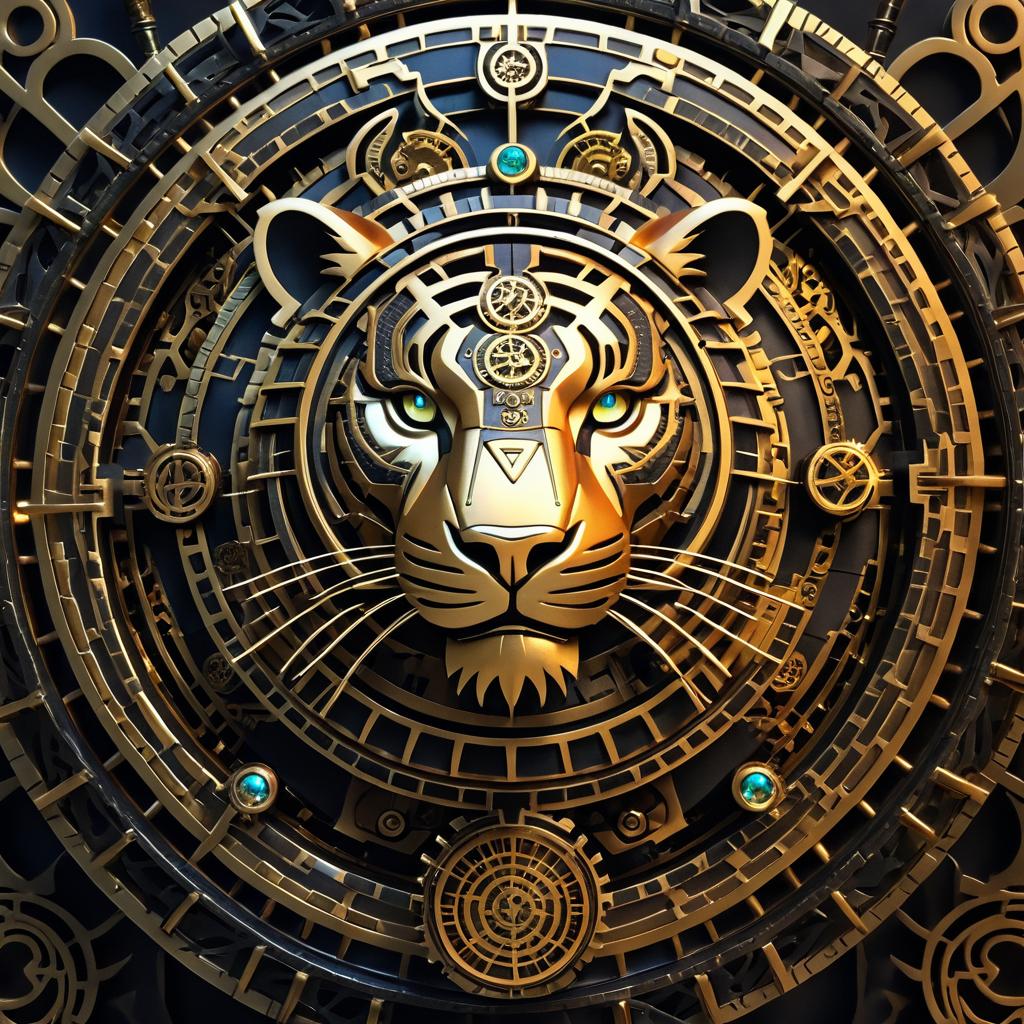 Intricate Steampunk Clockwork Tiger Design