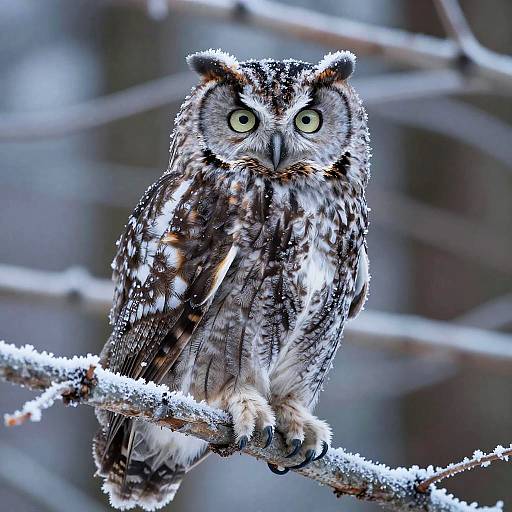 Hoary Owl Frosted Winter Portrait