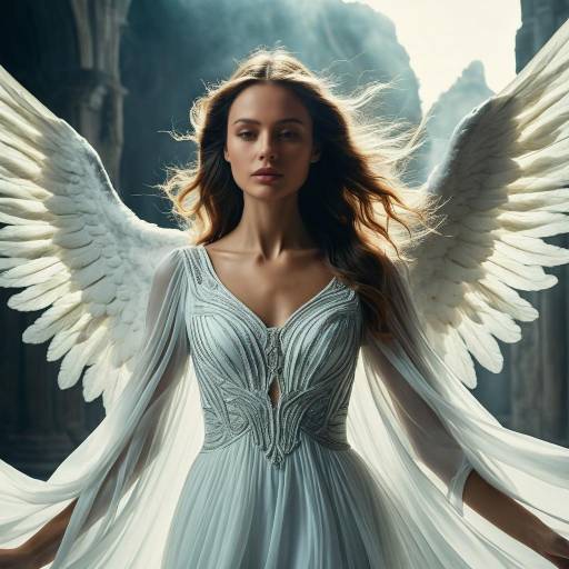 Cinematic Enigmatic Angel with Ethereal Garments Cinematic Enigmatic Angel with Ethereal Garments