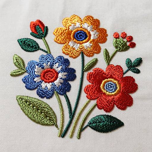 Vibrant Floral Embroidery Art