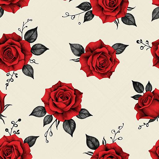 Vibrant Red Roses Seamless Pattern