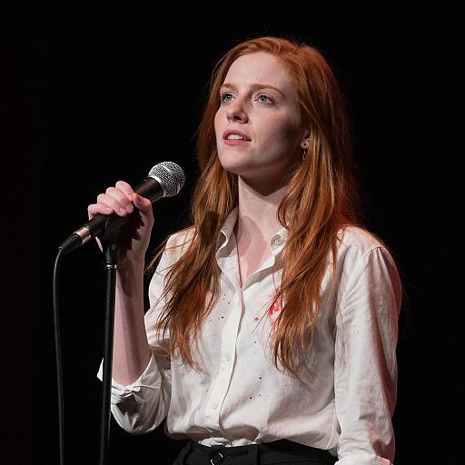 Red-Haired Woman with Microphone