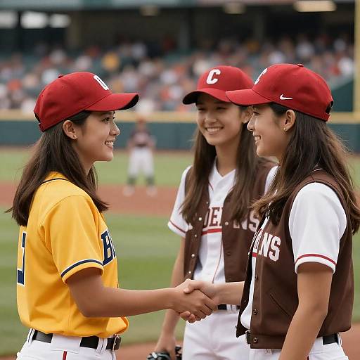 Women Celebrating at Baseball Stadium