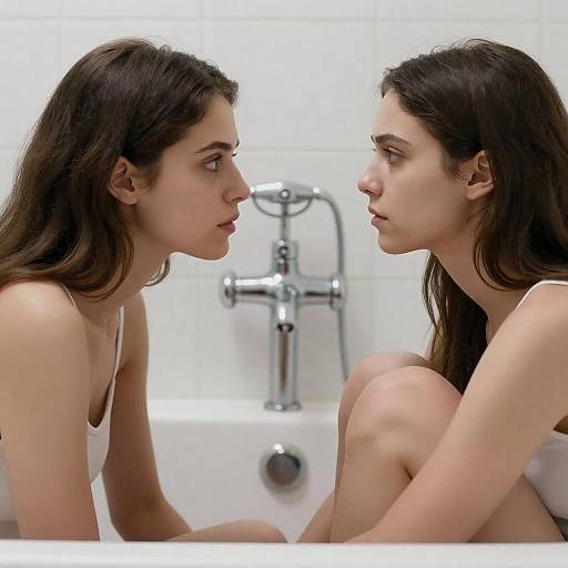 Intense Moment in a Bathroom Bathtub