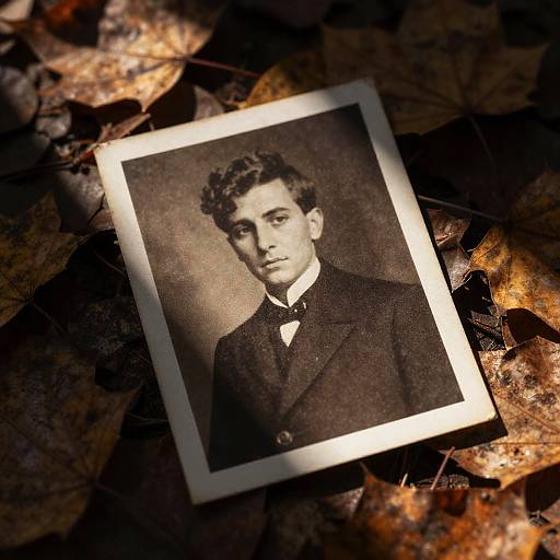 Faded Photograph Amidst Autumn Leaves