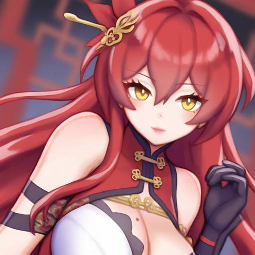 Illustration of Murata himeko (vermillion knight), honkai (series) in the style of Folks (nabokof)