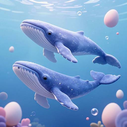 Dreamlike Pastel Underwater Sky-Whales