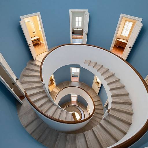 Spiral Staircase to Parallel Rooms