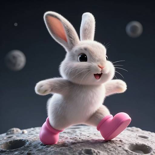 Hyper-Realistic Rabbit on Moon