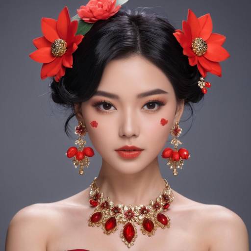 Elegant Girl with Floral Jewelry Portrait