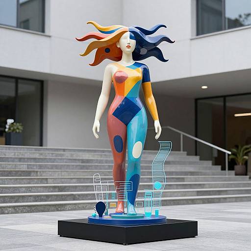 Abstract Woman Sculpture with Digital Interface
