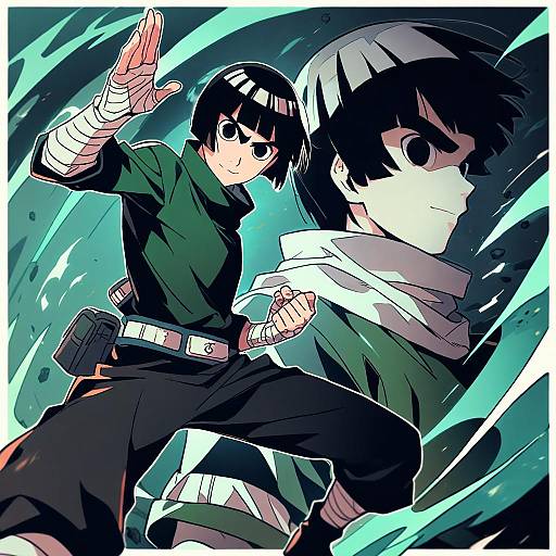 Illustration of Rock lee, naruto (series) in the style of Re ghotion