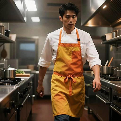 Daring Chef in Dramatic Kitchen