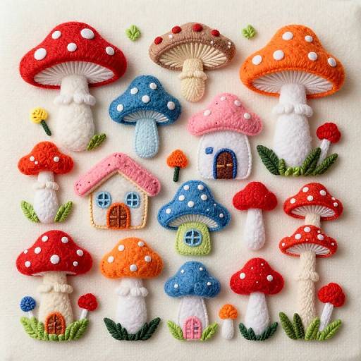 Whimsical Felt Mushroom Village