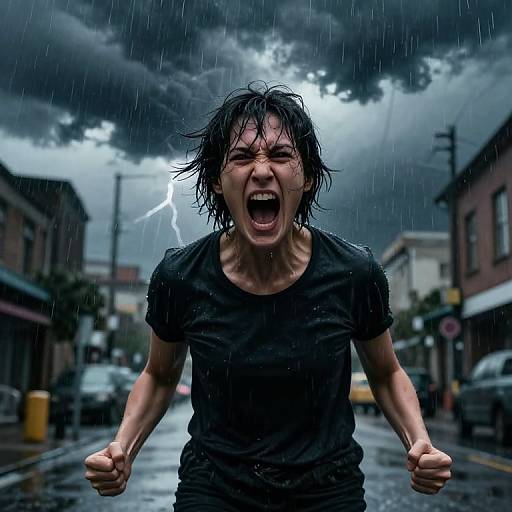 Angry Person Shouting in Storm