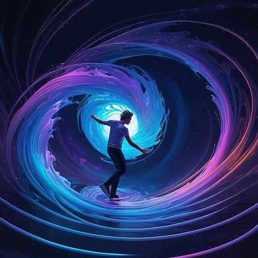 Ethereal Figure Drawn into Blackhole