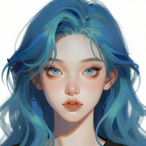 Androgynous Blue Teal Hair Portrait