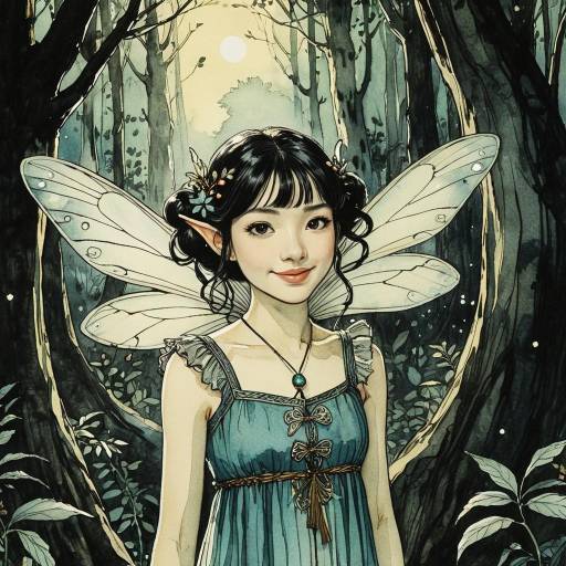 Cheerful Fairy in Enchanted Forest