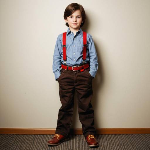 Boy Wearing Suspenders and Red Belt