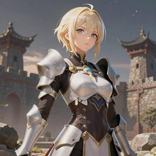 Platinum Blonde Female Warrior Anime