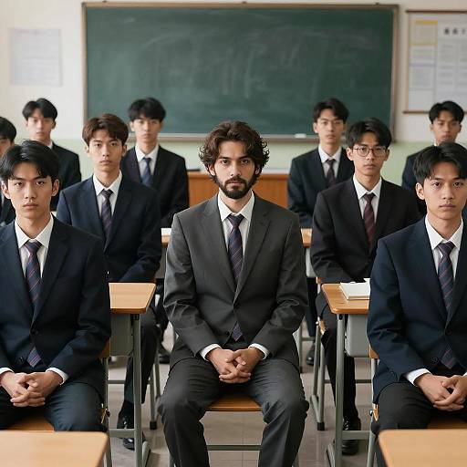 Men in Suits Surrounding Central Figure