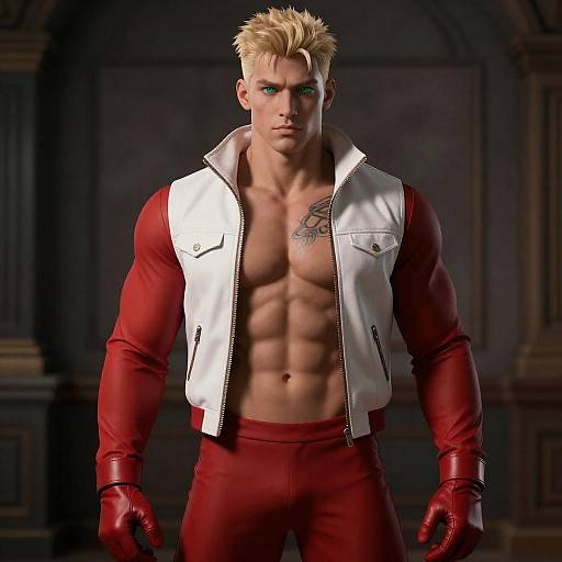 Red Anthro Muscular Male in Jacket