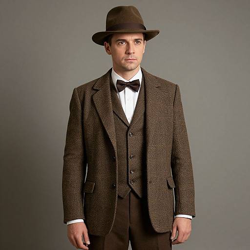 Retro Vintage Man in Hat and Jacket
