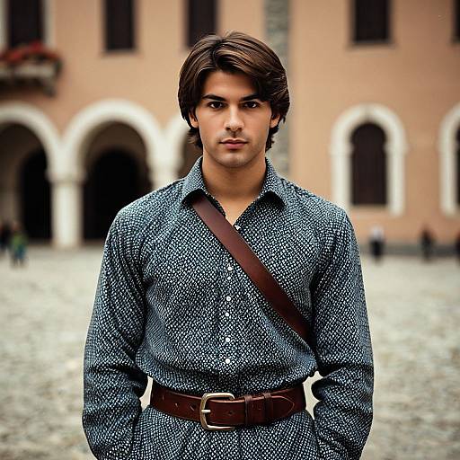 Young Man in Italian Costume Outdoors