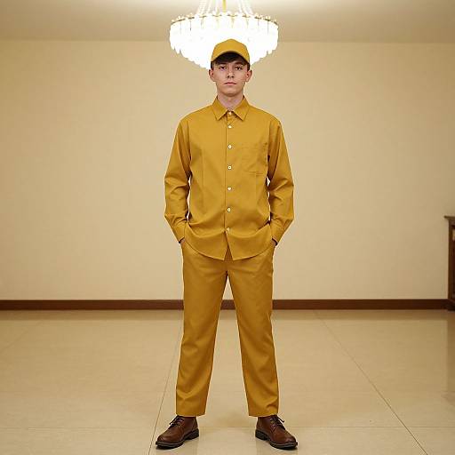 Casual Mustard Outfit Male Portrait