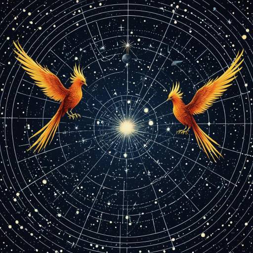 Surreal Phoenix Birds Over Star Map