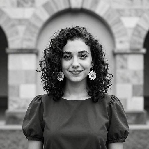 Elegant Young Woman in Black and White