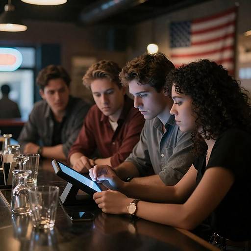 Four People at Neon Bar Screen