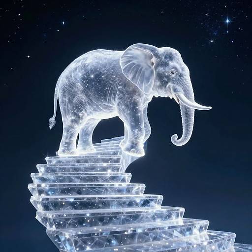 Starlight Elephant on Crystal Staircase