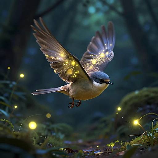 Starly Chasing Fireflies in Twilight