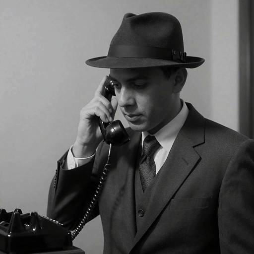 Vintage Noir Man with Rotary Phone