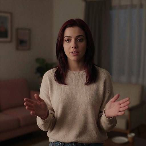 Young Woman in Cozy Living Room