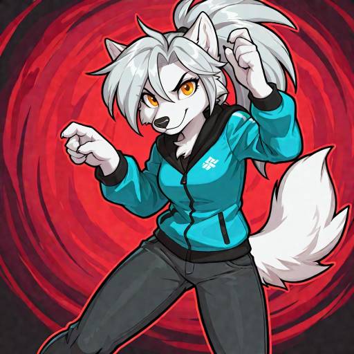 Playful Anthropomorphic Wolf Character Art