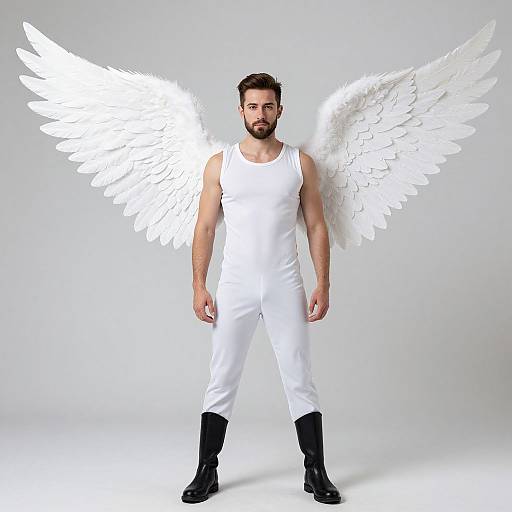 Bearded Man in Angel Wings Costume