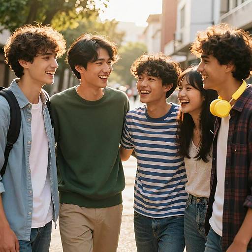 Joyful Group Portrait During Golden Hour