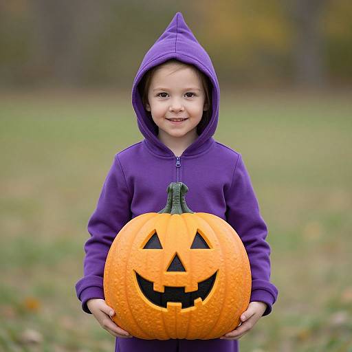 Child in Purple Pumpkin Costume