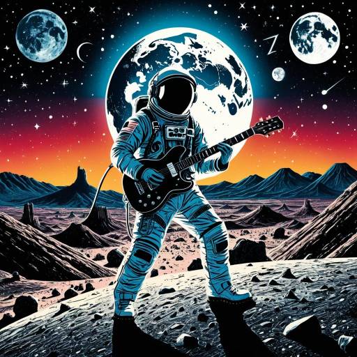 Astronaut Guitarist in a Lunar Rock Fusion