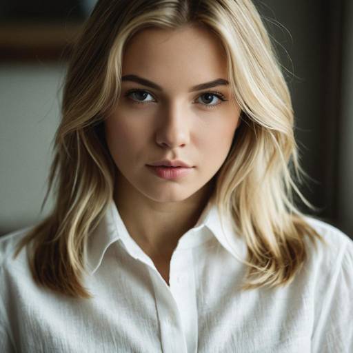 Realistic Portrait of a Girl in Linen Shirt