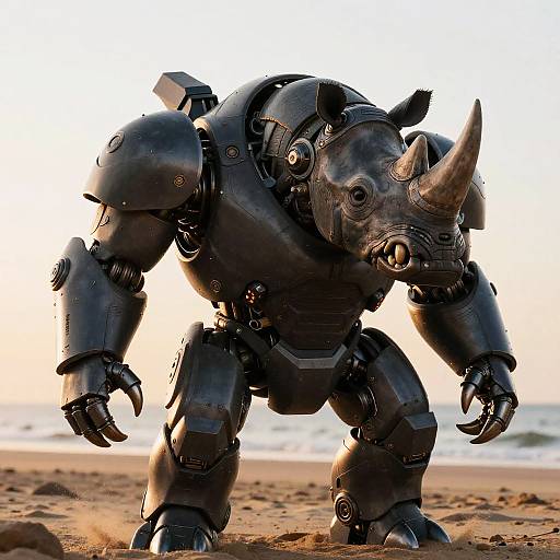 Fierce Robotic Rhino Bust Shot