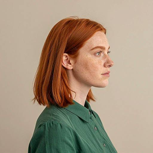 Side Profile of Redhead Woman with Freckles