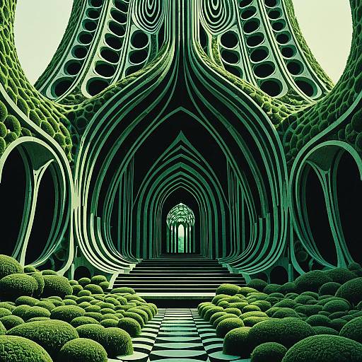Afrofuturist Biomorphic Algae Cathedral