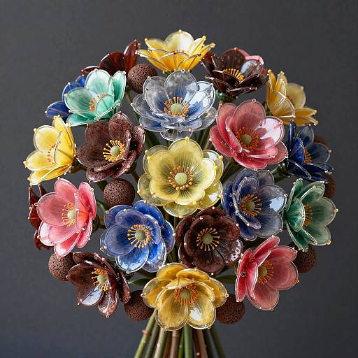 Hyperrealistic Lava Rock Flower Bouquet