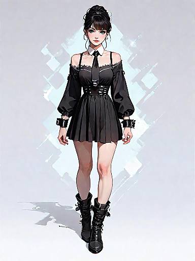 Woman in Black Bohemian Mini Dress