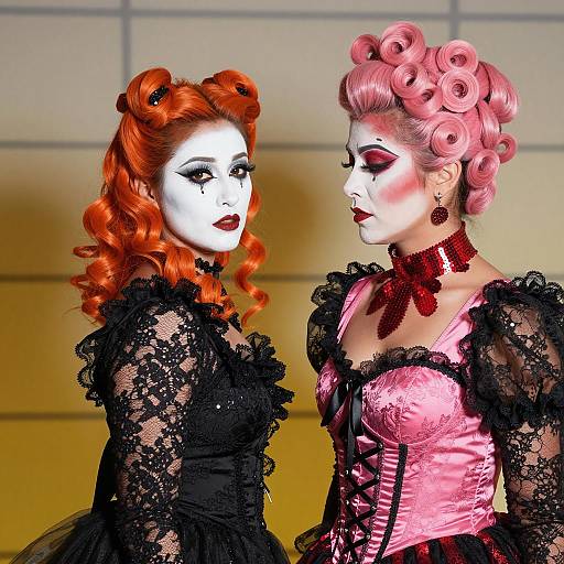 Vibrant Portrait of Two Women in Costumes